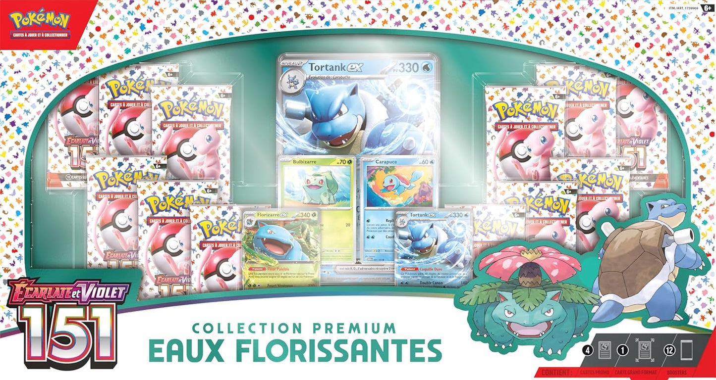 Collection Premium Pokémon – Eaux Florissantes (12 boosters + 5 cartes promo brillantes)