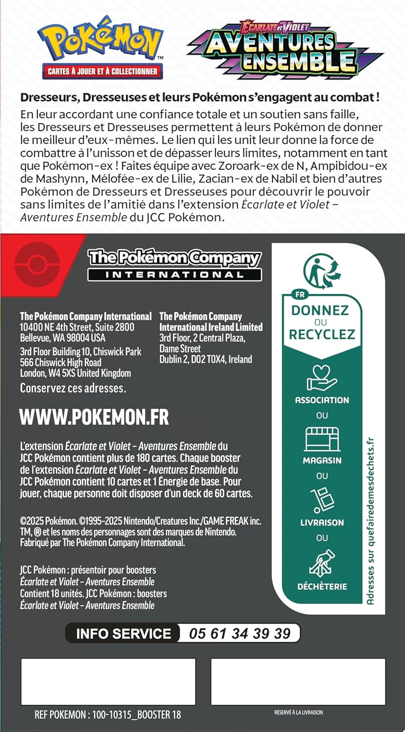 Pokémon – Présentoir de 18 Boosters Écarlate et Violet : Aventures Ensemble