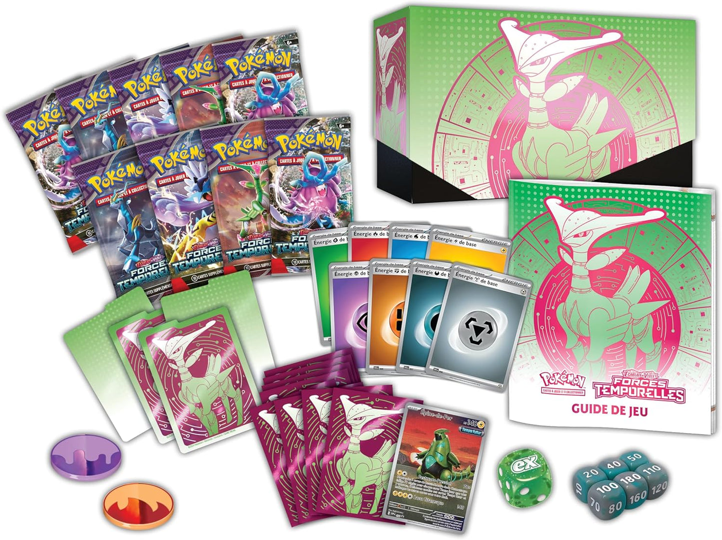 Coffret Dresseur d'Élite – Forces Temporelles Vert-de-Fer (9 boosters + Épine-de-Fer promo)