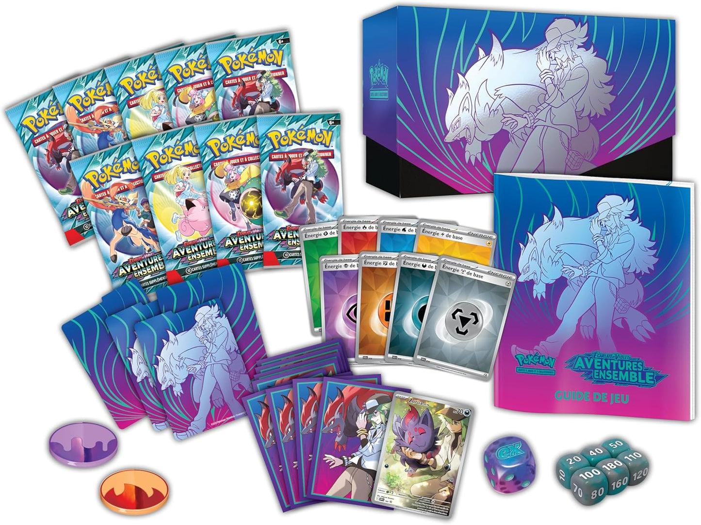 Coffret Dresseur d’élite Écarlate & Violet – Aventures Ensemble (9 boosters + Zorua promo)