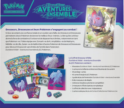 Coffret Dresseur d’élite Écarlate & Violet – Aventures Ensemble (9 boosters + Zorua promo)